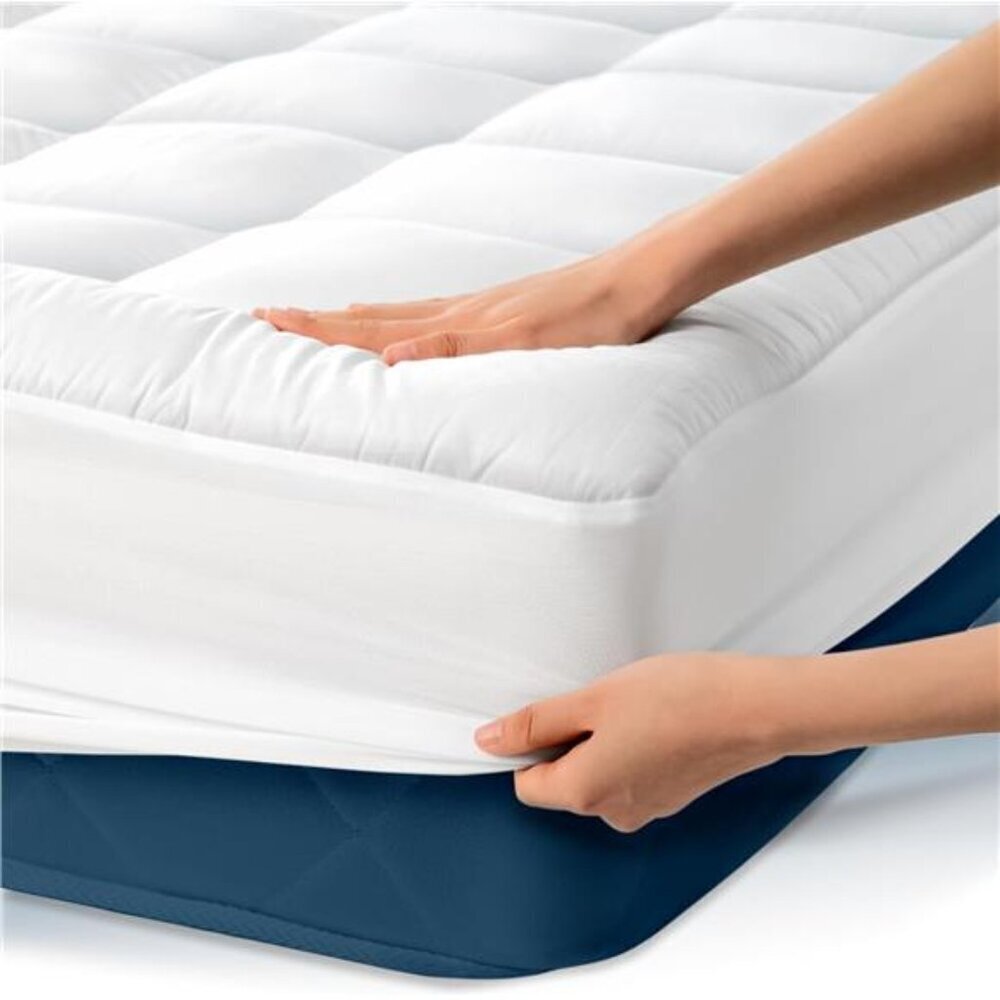 Plush Queen Mattress Topper 100% Cotton Back Pain Relief